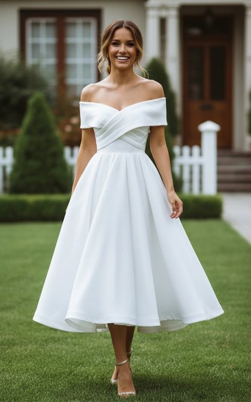 ruching on a wedding dress Ruching Off-the-shoulder Sheath Wedding Gown with Ribbons  loveangeldress