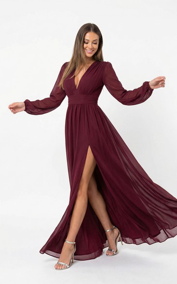 Formal Dresses With Long Illusion Sleeve | Long Sleeved Party Prom Dress -  Dorris Bridal