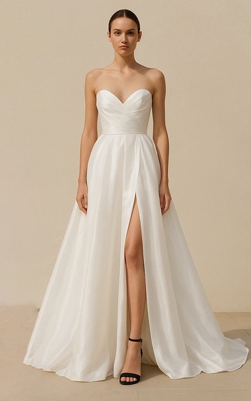 criss cross ruched wedding dress Sweetheart Criss-Cross Ruched A-Line Summer Wedding Dress With Corset Back