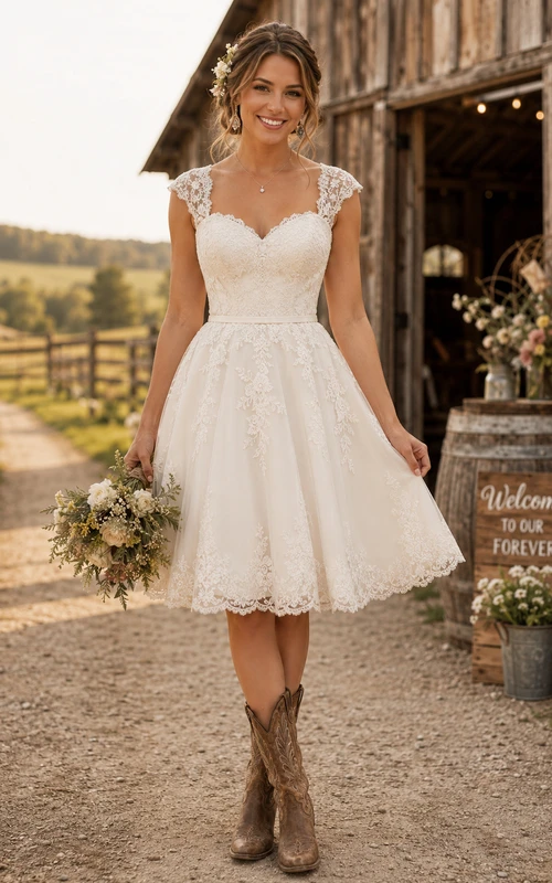 country cocktail dresses Bohemian Joliet Country Dress White Boho Western Tiered Tie Back Mini Wedding Guest Cowgirl Crochet Engagement Photoshoot Outfit