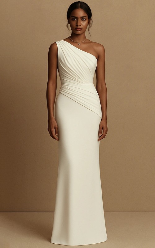 grecian wedding dress one shoulder RC6225 Grecian One Shoulder Wedding Dress Saja Wedding
