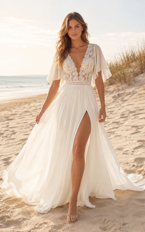 casual wedding dresses A-line V-Neck straps backless tulle beach wedding bridal dress  Dbrbridal Simply beautiful Casual Wedding Gowns With Simple