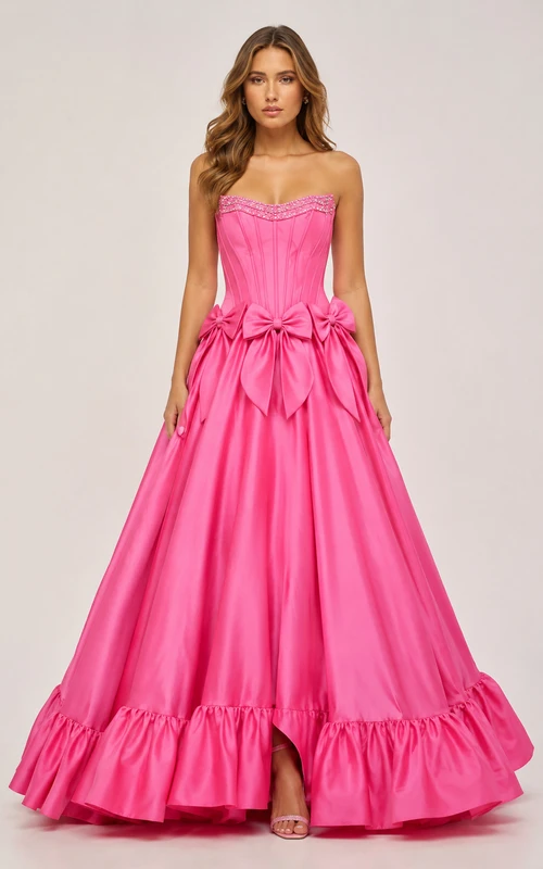 cheap long prom dresses under 50 Long Sequin-Print Prom Dress with Lace-Up Open Back Hot Pink / 6