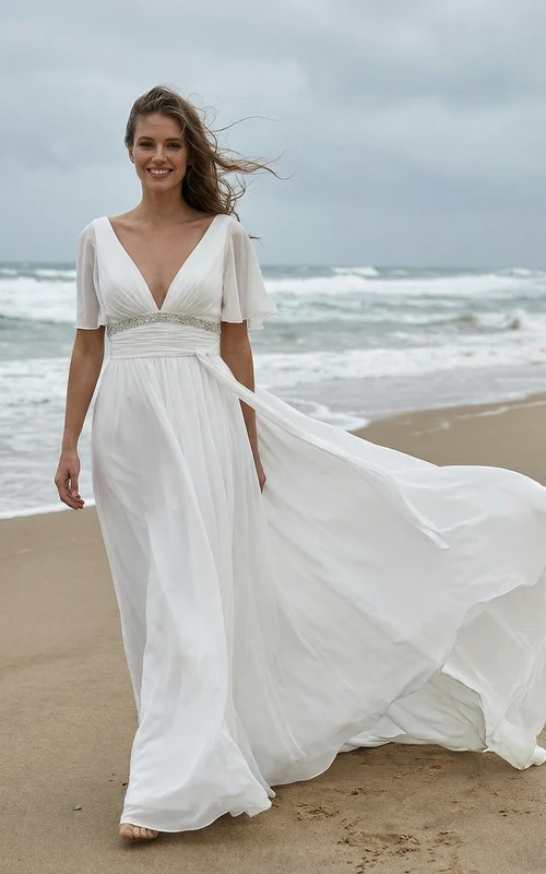 beach wedding dresses for big busts Plus Size Lace A-Line Summer Wedding Dress Beach Boho Long Sleeve Big Bust Bridal Gown