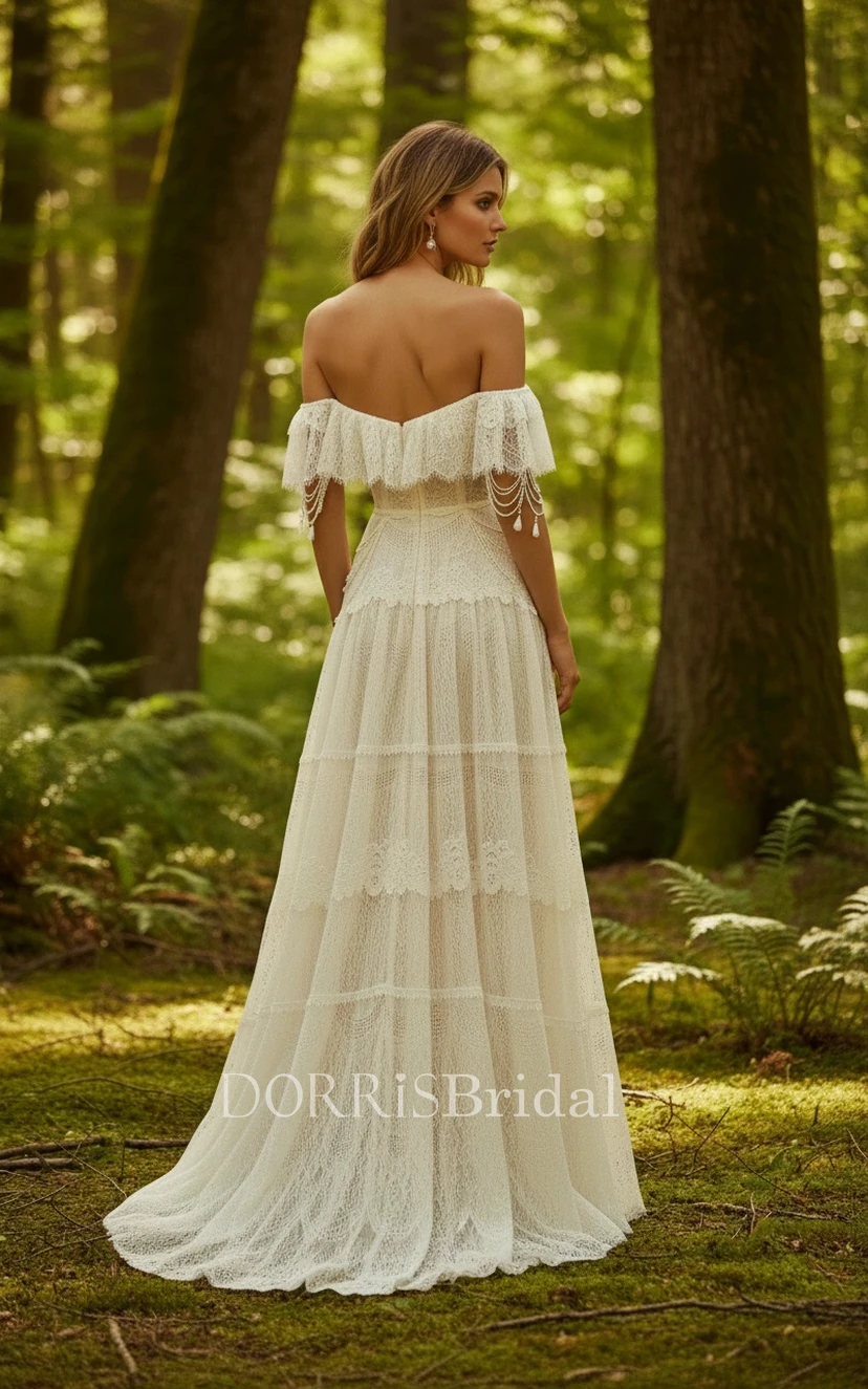 bohemian fringe wedding dress Boho Off-the-Shoulder with (IV_411255) NZ Size:16-18 The sleeveless halter style ecom Buy Style Cheat Blue