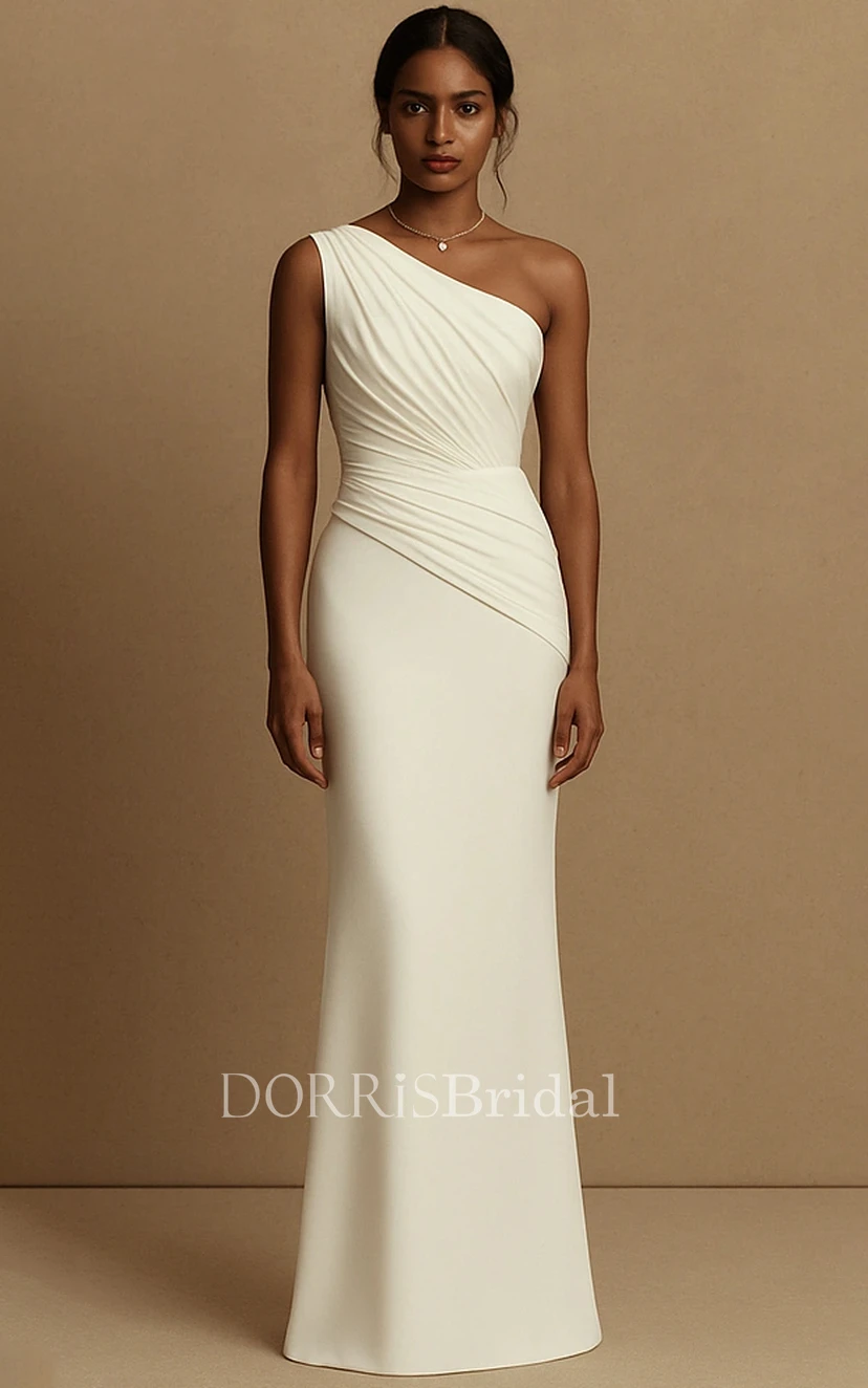 chiffon wedding dress one shoulder CALLIE Wedding Dress