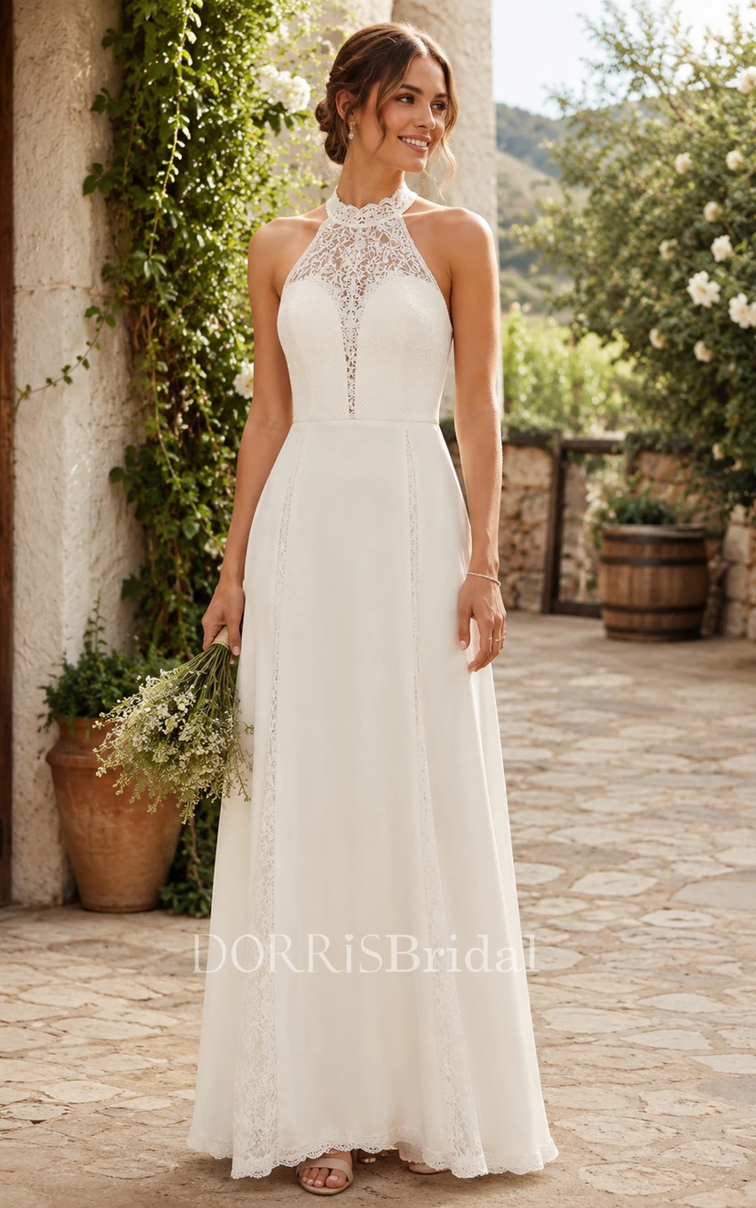 lace high neck halter wedding dress Its giving Sofia Richie and we are so here for it! , This stunning gown features a halter neckline, full lace fitted silhouette and cathedral train! , Bridal gowns, bride, wedding dress, wedding