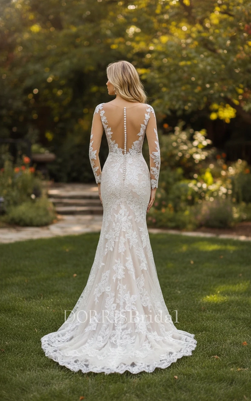 modest mermaid wedding dresses with sleeves Haneen Modest Mermaid Wedding Dress With Removable Train: Long Sleeve Muslim Bridal Gown